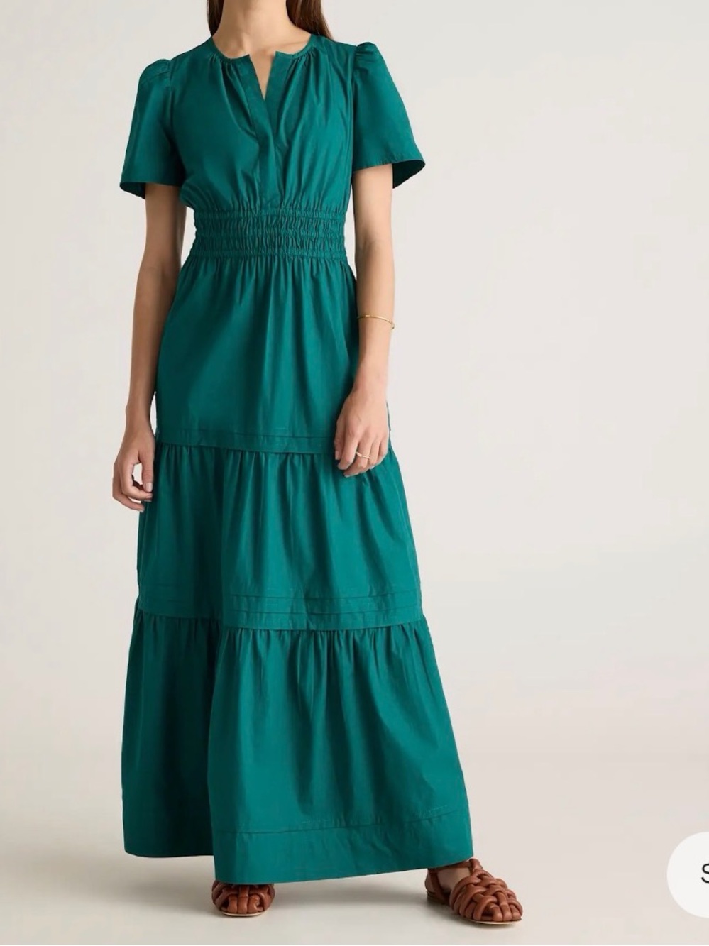 Quince Women's Teal Tiered Maxi Dress